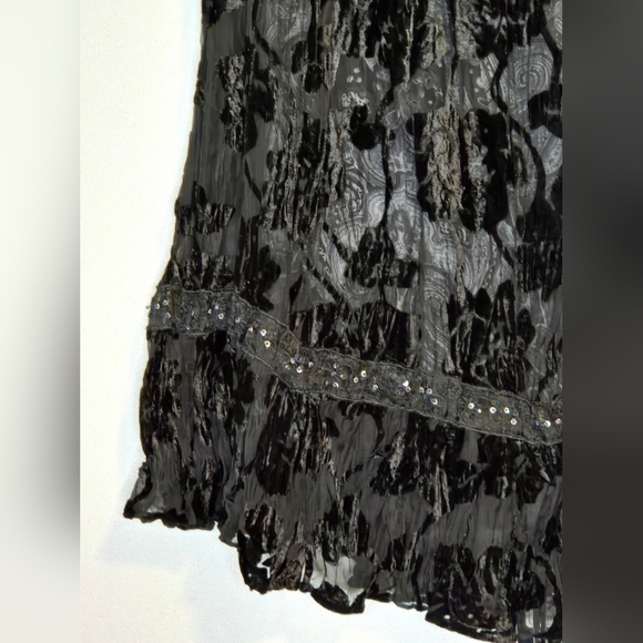 Danier Midi Western Whimsigoth Gothcore Sheer Paisley Floral Velvet Size M Skirt - Picture 9 of 9